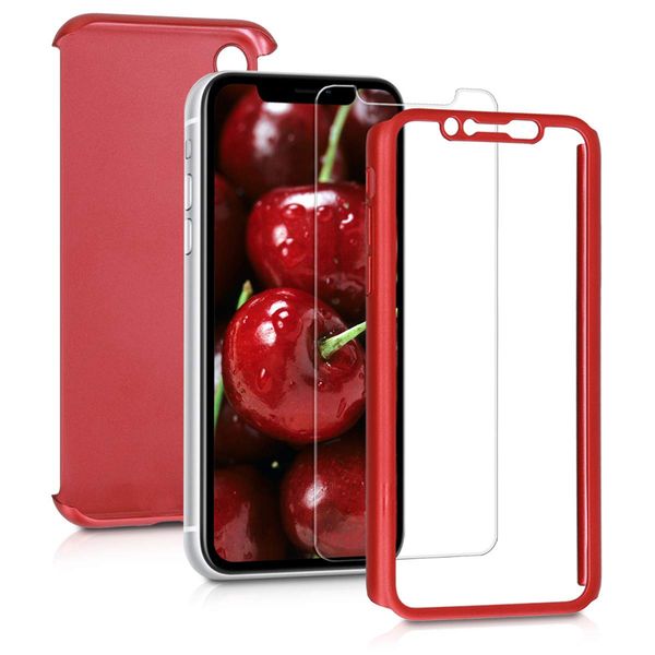 

full cover 360 degree matte pc phone case for iphone 11 11 pro xs xr shockproof protective full body case with screen protector