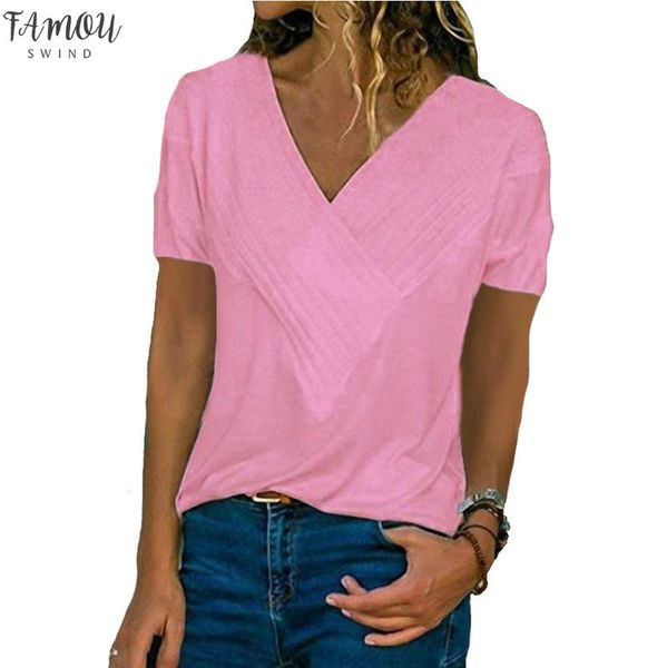 

plus size 5xl summer t shirt 2020 women short sleeve v neck t shirt irregular hem casual tees loose tunic, White