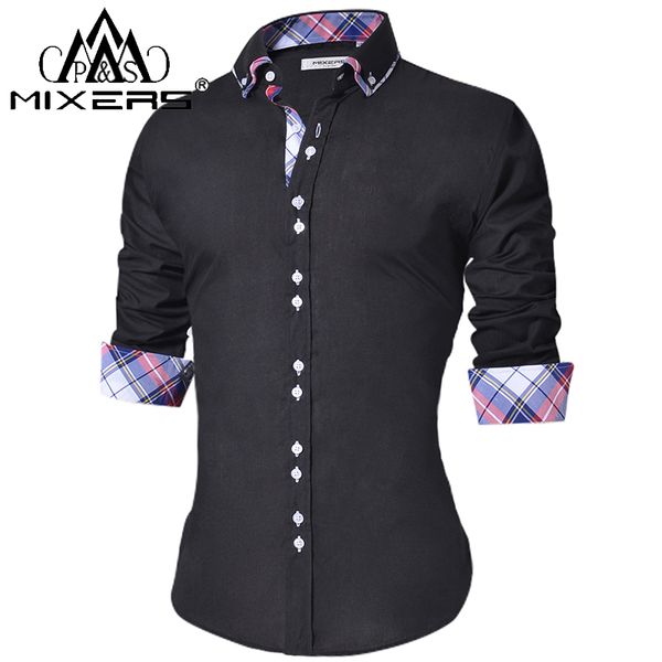 

2 pc/pack men's casual shirt slim fit men's casual button down shirt long sleeve formal dress shirts men male clothing camisa, White;black
