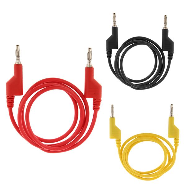 

3pieces copper 25a stackable 4mm banana plug multimeter test cable lead cord