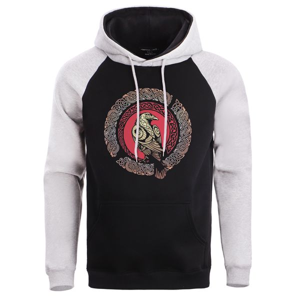 

men odin vikings hoodie sweatshirt male odins viking hoodies winter fleece eagle sweatshirts pullover mens hoody vintage coat, Black