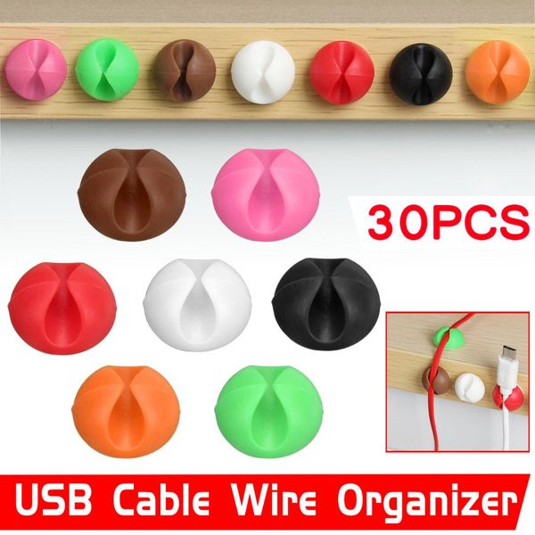 

30pcs car fastener clip clips usb wire cable line organizer retainer clamp clamps auto tie lines fixed clips