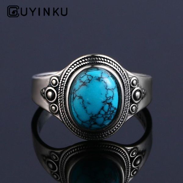 

природные 8x10mm бирюзового женская ретро колец обручальных 925 серебро gemstone ювелирных изделий партии подарок день рождение повседневная, Golden;silver