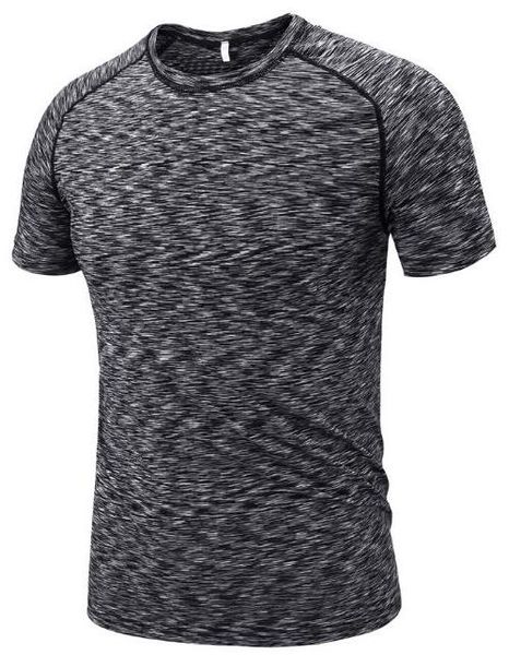 

2019 men's tight clothes running short-sleeved quick-drying t-shirt 322, Black;blue