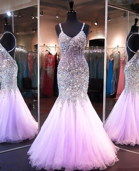 

mermaid style prom dresses blingbling beaded crystal long pageant dresses full length crisscross back corset prom gowns, Black