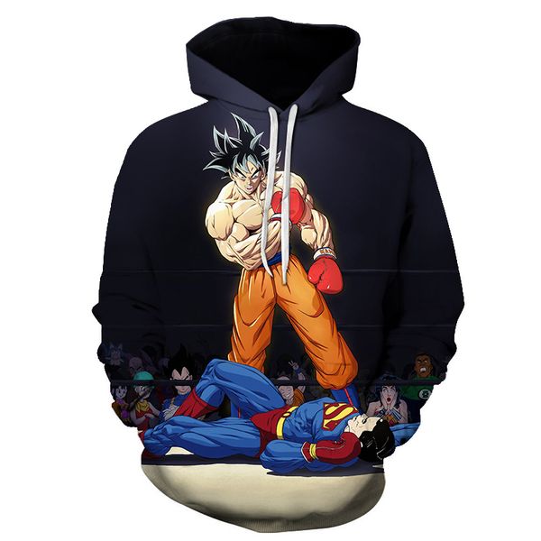 

новая мода женщины / мужчины классический аниме dragon ball z гоку забавный 3d printed повседневный длинным рукавом осень зима толстовки тол, Black