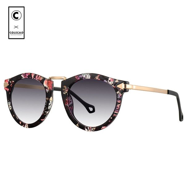 

colecao 2018 gradient lens sunglasses women brand flower arrow uv400 fashion sun glasses gold frame sg2, White;black