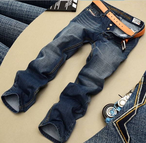 

2020 mens patches ripped slim fit jeans men's straight business famous classic jeans casual long trousers, Blue