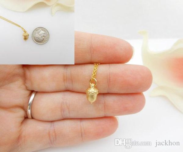 

5pcs cute pinecone necklace tiny acorn necklace minimal dainty pine cone necklace small squirrel nut necklaces for lucky gifts, Silver