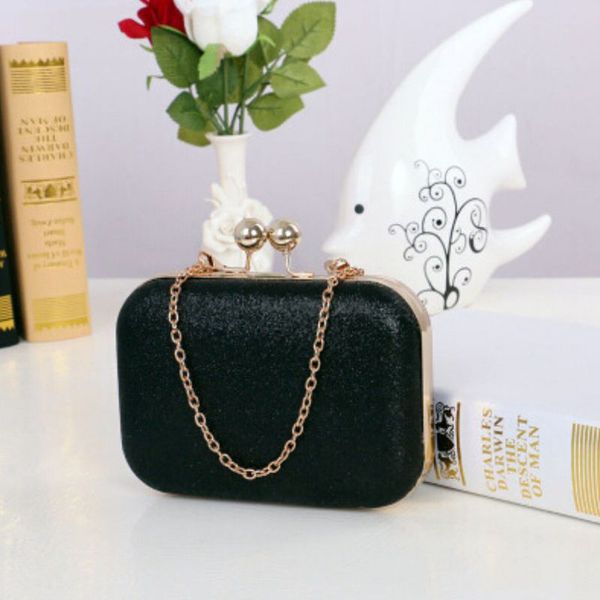 

new fashion women casual girls sequined single metal chain square portable wedding clutch bags evening dinner handbag