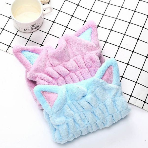

thicken cute cat microfiber hair-drying towel women girl bath cap strong absorbing drying long soft special dry hair cap towel