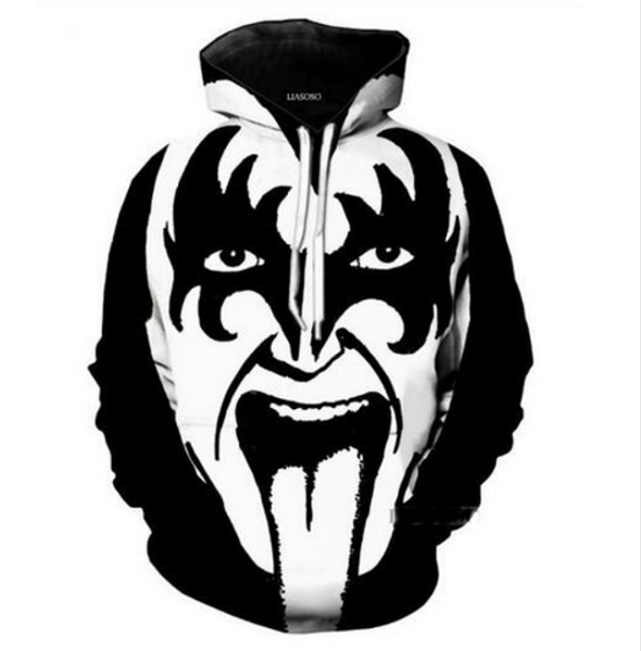 

out fashion streetwear 3d hd print casual kiss band hoodies sweatshirts men women hoodie jacket coat lms035, Black