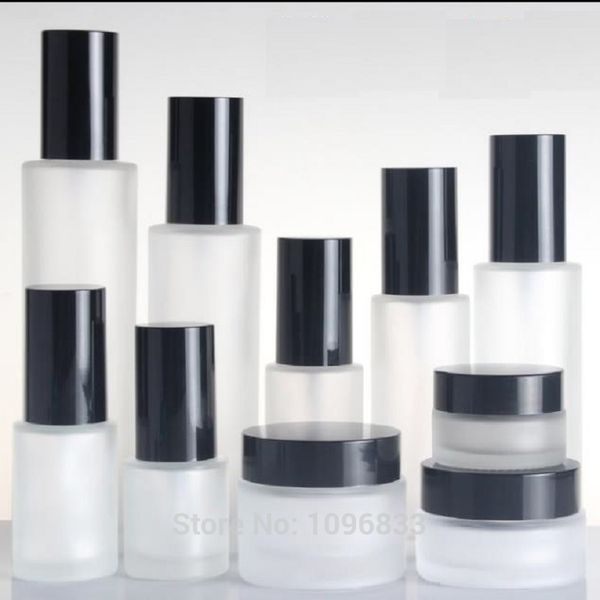 

60ml30ml20ml empty cosmetic glass lotion pump bottle spray bottle 50g 20g frosted glass cream jar perfume contianer 10pcs