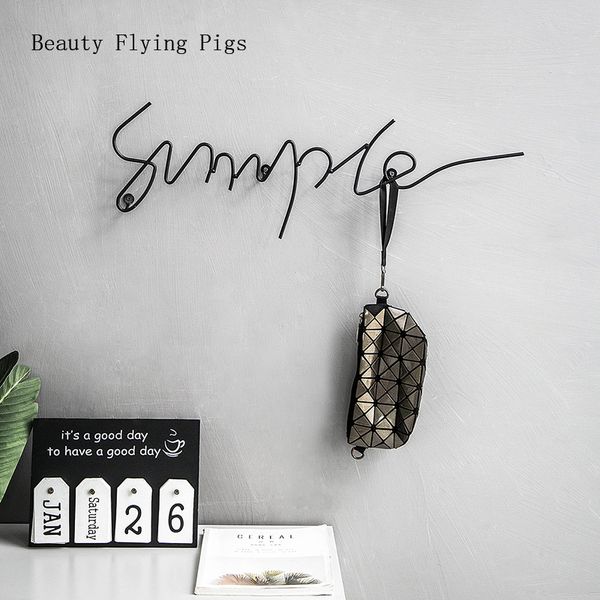 

wrought iron wall hook english letters creative porch corridor wall background home decoration coat hook hanging