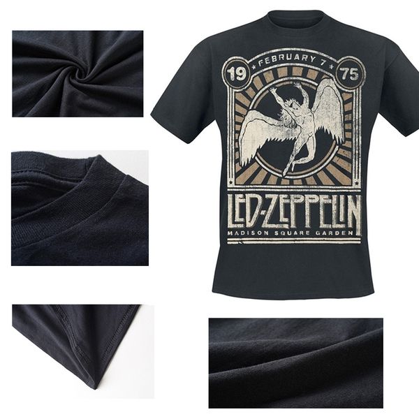 

led zeppelin madison square garden 1975 summer t-shirt black fashion designer shirt short sleeve oversize s-3xl, White;black