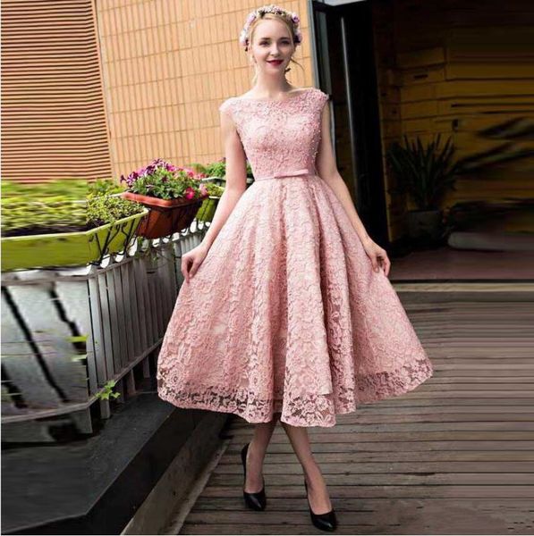 Elegante rosa spitze homecoming kleider 2019 hülsenperlen perlen eine linie prom party cocktailkleider sweet 16 kleider kurze graduation dress