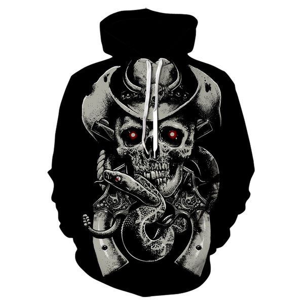 

20193d beautiful new design men's skull print men's long sleeve pullover sweatshirt couple hip hop street style pullover sticchi, Black
