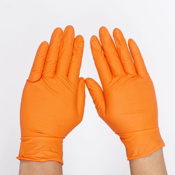 

3pairs/lot bicycle repair gloves 9 inch disposable nitrile glove extra thick powder diamond texture oil hand protection, Black
