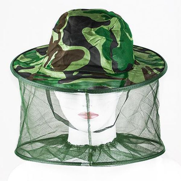 

camouflage net mesh with cap outdoor professional mosquito bug insect bee resistance net mesh head face protector hat cap