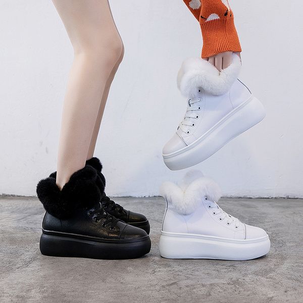 

sondr lace up platform winter snow boots women wedge genuine leather booties woman ankle bota feminina botas plataforma schoenen, Black