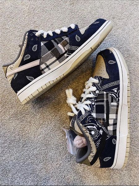 

2020 BOX Аутентичные Трэвис Скотт х SB Dunk Low баскетбол обувь Человек Женщины Cactus Jack Парашют Beige Petra Brown Black Sneakers CT5053-001