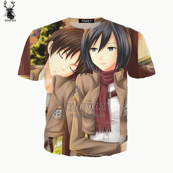 

yojuly 3d print anime attack on titan mikasa ackerman eren jaeger tshirt t-shirt/sweatshirt/hoodies/zipper jacket a660, White;black