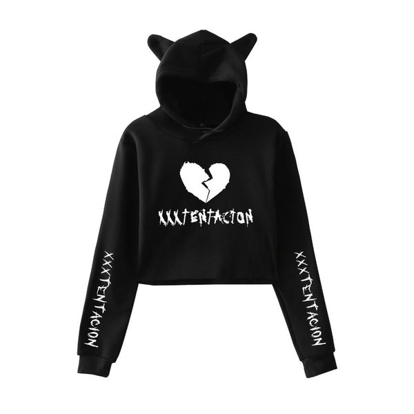 

xxs-xxl autumn xxxtentacion printed causal hoodie women cat crop black pink xxx tentacion hooded cropped hoodie pullovers