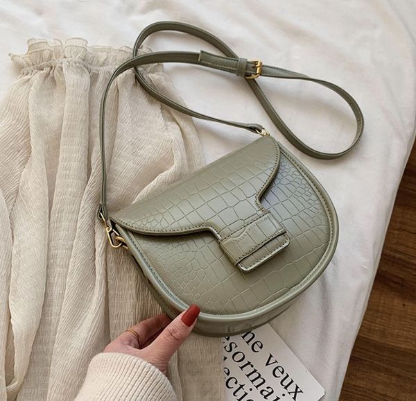 

designer women handbag fashion plain saddle bag alligator design luxury senior crossbody girl shoulder bag