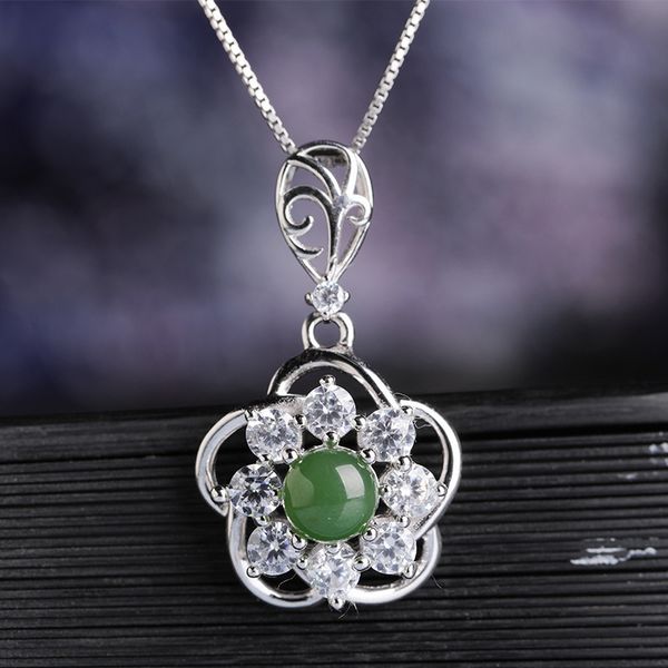 

jade pendant certificate of female money direct manufacturers with plum blossom hollow out jade pendant, Silver