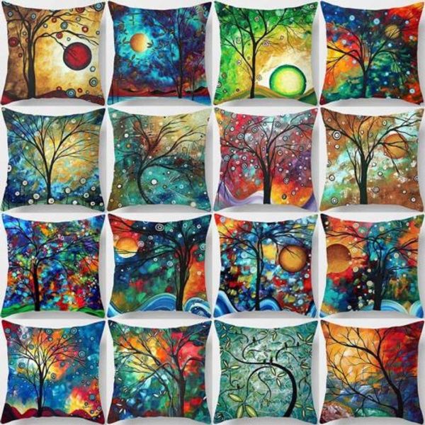 

1pcs 45x45cm vintage geometric home decal linen cotton throw pillow case cover soft waist decorative pillowcase slipcover