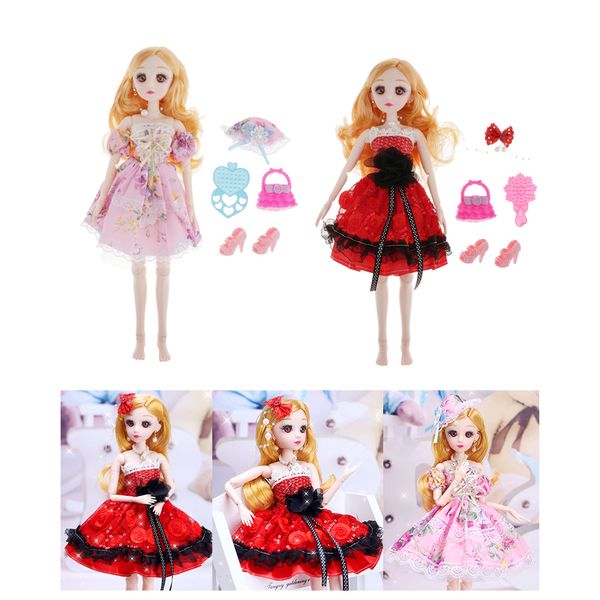 

2 set doll 36cm 14inch ball jointed dolls full set clothes shoes wig makeup toy for birthday gift