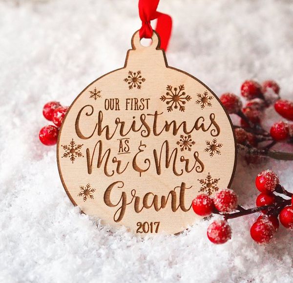 

personalized christmas ornaments - mr and mrs - gifts couple newlywed gift just married