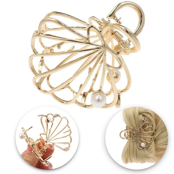 

metal hair claw gold hollow pearl shell hair claw clips accessories for women girls