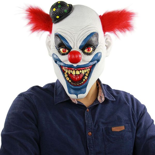 

halloween horror clown mask horrible scary mask men latex red hair halloween clown evil killer demon