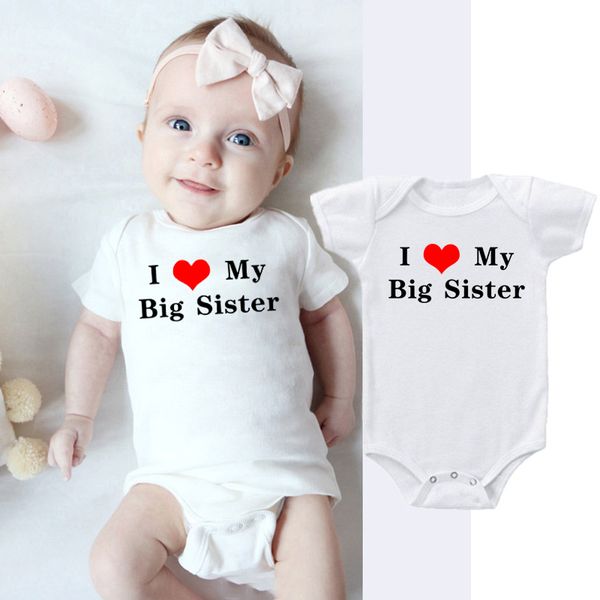 

i love my big sister print newborn cotton romper infant baby boy girl short sleeve jumpsuit funny toddler casual rompers outfits, Blue