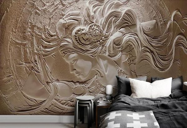 

пользовательские фото mural обои ретро оригинальный 3d трехмерный рельеф красоты роспись стен спальня гостиная диван 3d обои