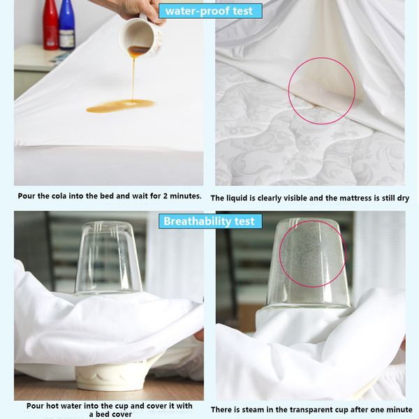 

180x200cm bed cover fabric quilted mattress protector waterproof dust mite mattress er machine washable soft mattress cover