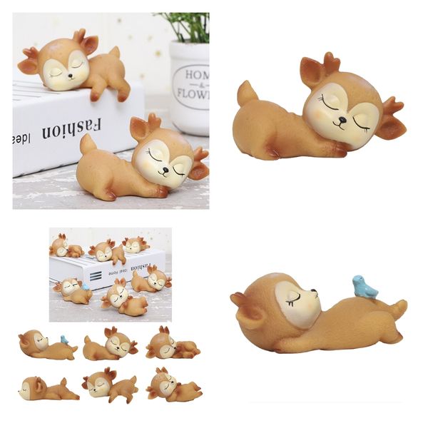 

2pcs lovely deerornaments silicone kawaii sleeping animal baby decor