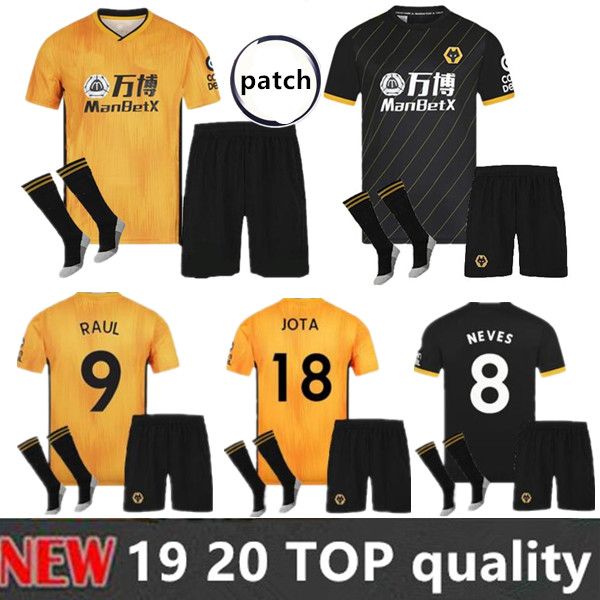 

New 19 20 wolve wolverhampton wanderer neve raul occer jer ey kit 2019 2020 football hirt doherty diogo j men maillot, Black;yellow
