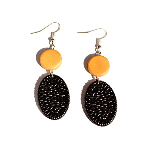

handmade geometric black drop dangle for women long statement acrylic imitation woven earrings wholesale, Silver