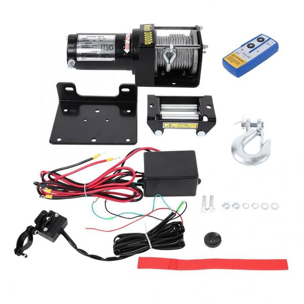 

3000lbs 12m 12v electric car winch wire recovery winch towing cable remote control kit for truck suv atv tow boat trailer