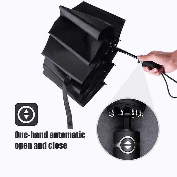 

hho-travel umbrella, 10 ribs finest windproof umbrella with teflon coating, auto open close and upgraded comfort handle - gift l