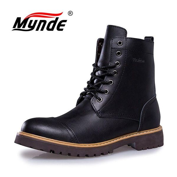 

mynde brand waterproof winter warm snow boots men cow split leather men's boots motorcycle ankle fashion men shoes size 38-46
