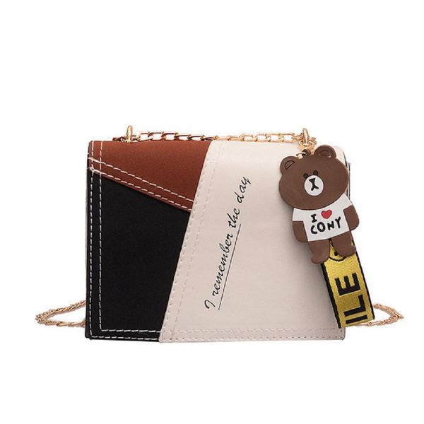 

banabanma lady matching color small square bag cartoon cute bear crossbody bag