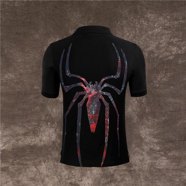 

#5501 the new summer fashion pp trend men crystal skull polo cotton short sleeve t shirt luxurious men's hip hop printing polos shirts, White;black