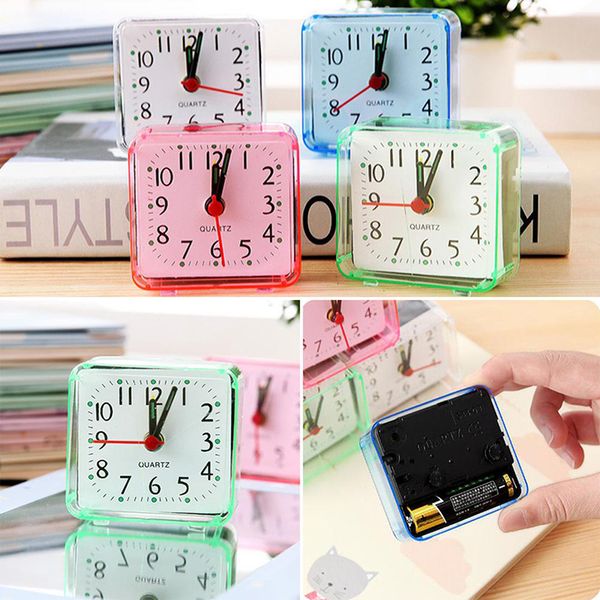 

2019 new desk table travel alarm clock plastic mini square trip portable fashion student small beep alarm clock