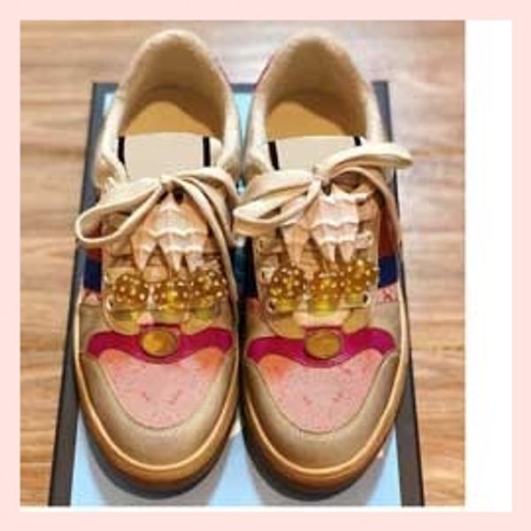 

new shoes removable crystal men casual shoes women sneaker faow cut sneakshion mixed colors rhinestone chain lace up ler shoes b16, Black