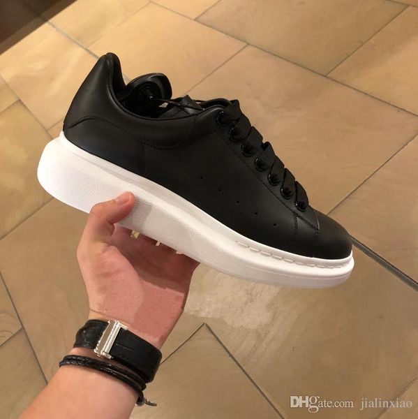 

new brand designer men women fashion leather low sports sneakers white shoes, Black