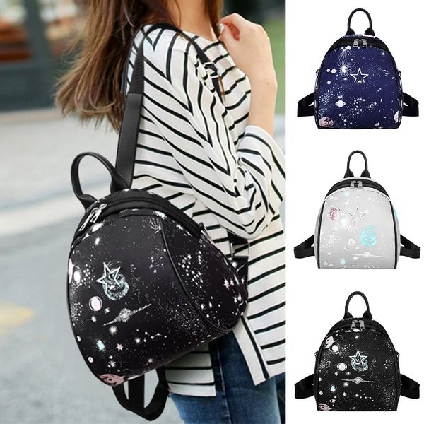 

women backpack school travel book bag waterproof small backpacks for girl beach leisure mini daypack soft black starry pattern