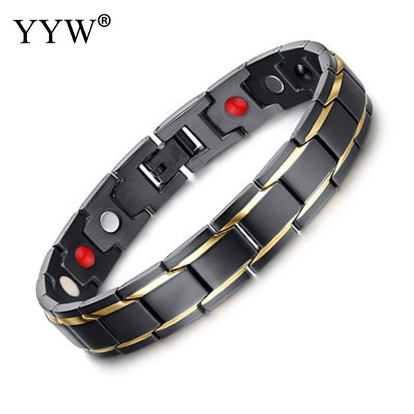 

yyw titanium steel jewelry twisted healthy magnetic magnet bracelet for women power therapy magnets bracelets bangles for men, Black